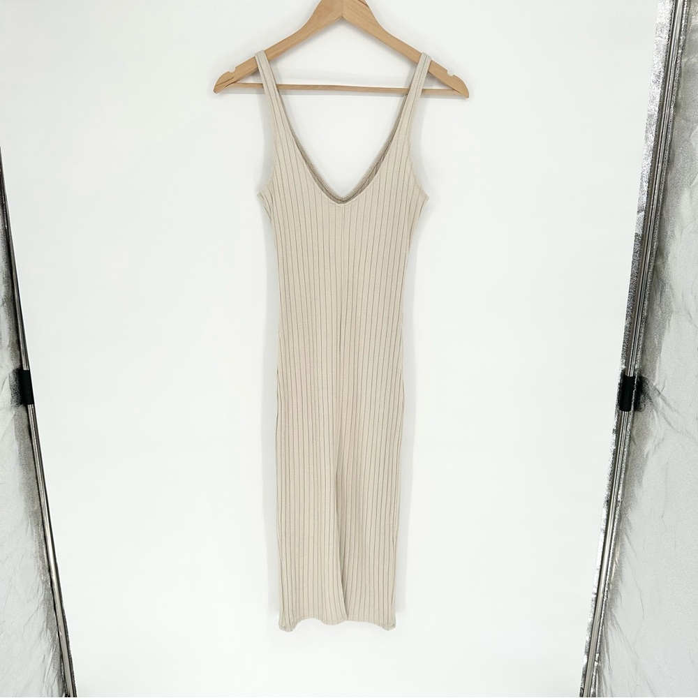 NWT Zara Ribbed Midi Dress in Light Sand, Size Small - Picture 10 of 12